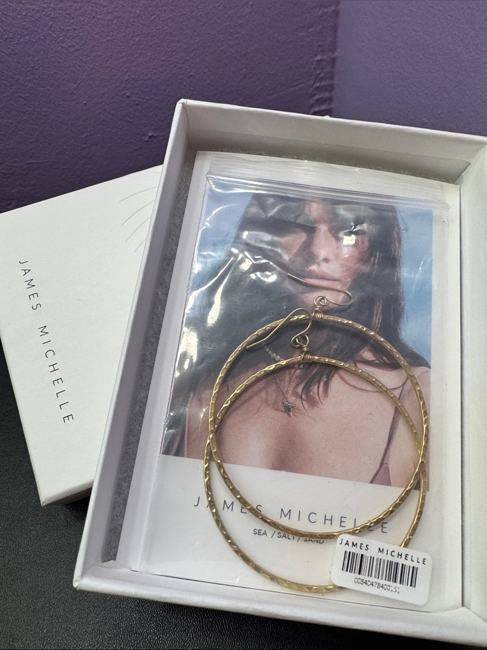 James Michelle Large Gold Boho Textured Hoop Earrings - NIB